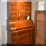 F18. Reproduction Baroque secretary. Pine with Chestnut veneer, maple & cherry inlay. 82&rdquo;h x 40&rdquo;w x 19&rdquo;d 